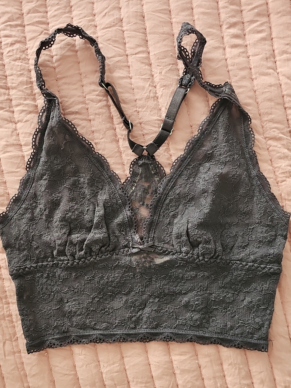 Victoria's Secret Charcoal Lace Longline Bralette Sz XS